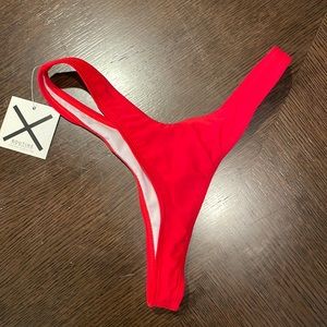 Boutine LA Womens high waisted thong bikini. New w tags. Unworn. Size M. Red.